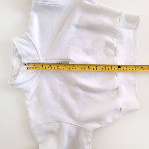 Aritzia TNA Fleece White Cropped Quarter-Zip Fleece Sweater - Size XS - Picture 9 of 9